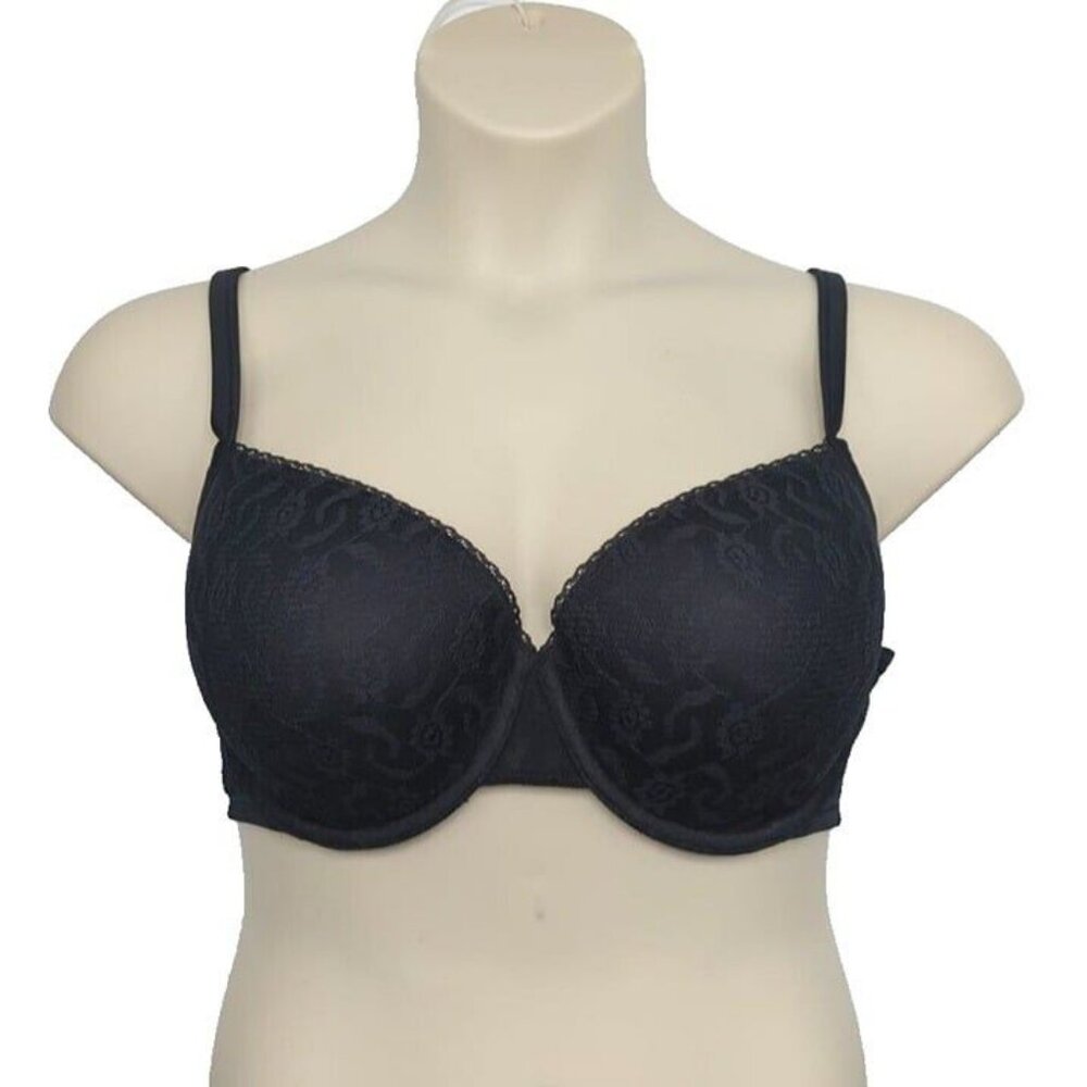Lane Bryant Cacique Bra Lightly Lined T Shirt Lace Size 40DD Black